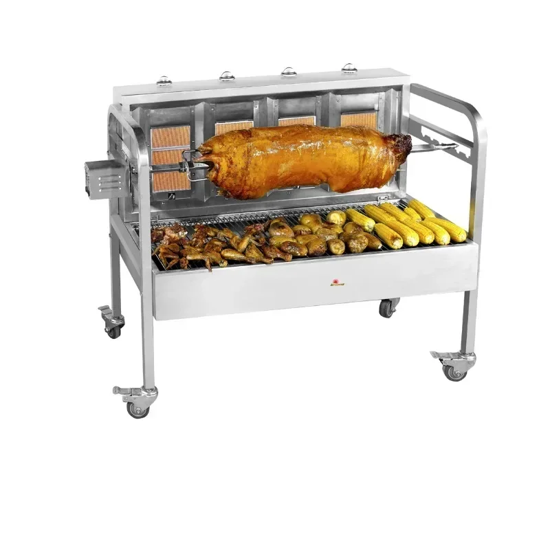 

Courtyard Large Dual Use Gas and Charcoal Barbecue Grill Oven Outdoor Restaurant Use With Wheel Hot sales