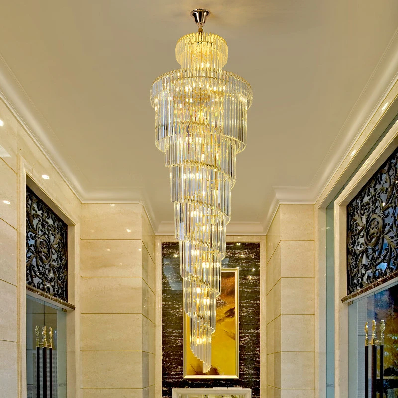 

European Style Luxury 3 Color Dimming Modern 85~265V LED Crystal Chandelier For Indoor living hotel lobby Villa Decoration