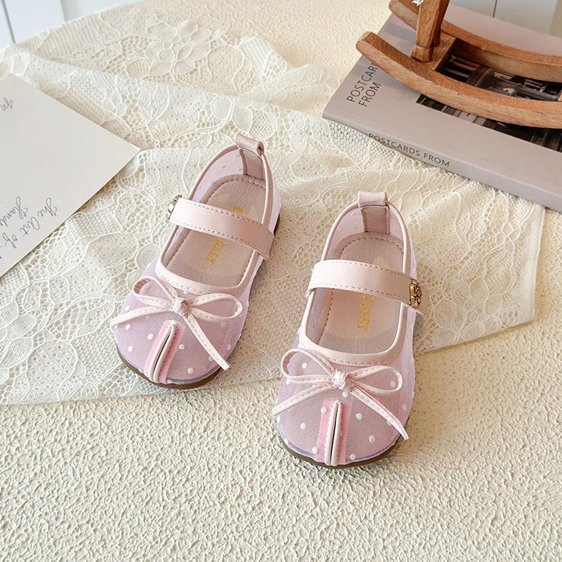 Baby Girls Organza Princess Shoes Flat Mary Jane Bowtie Shoe Summer Hook Loop Kids Child Infant Sweet sandals Breathable 21-35