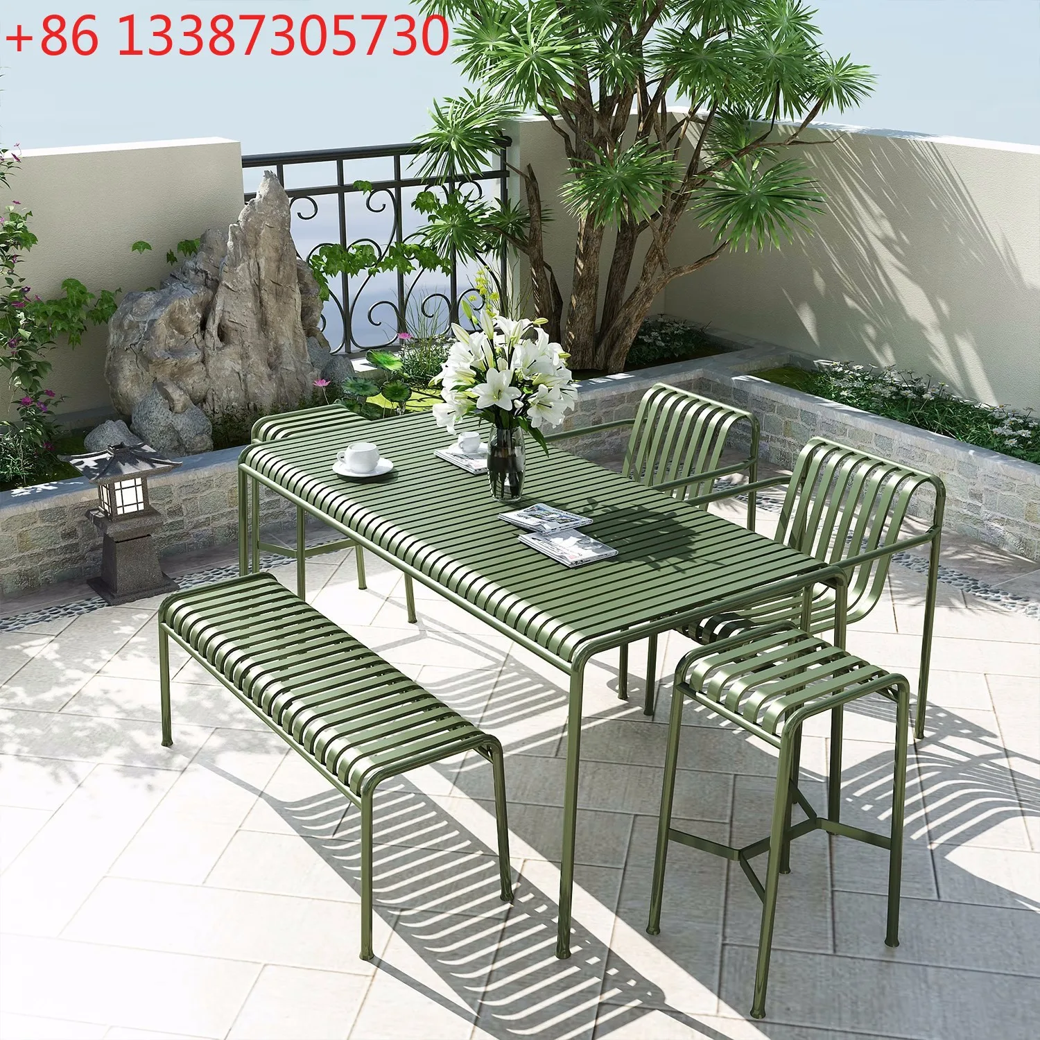 

Скандинавский комплект для отдыха на открытом воздухе: стол и стулья, простой набор для балкона или террасы.