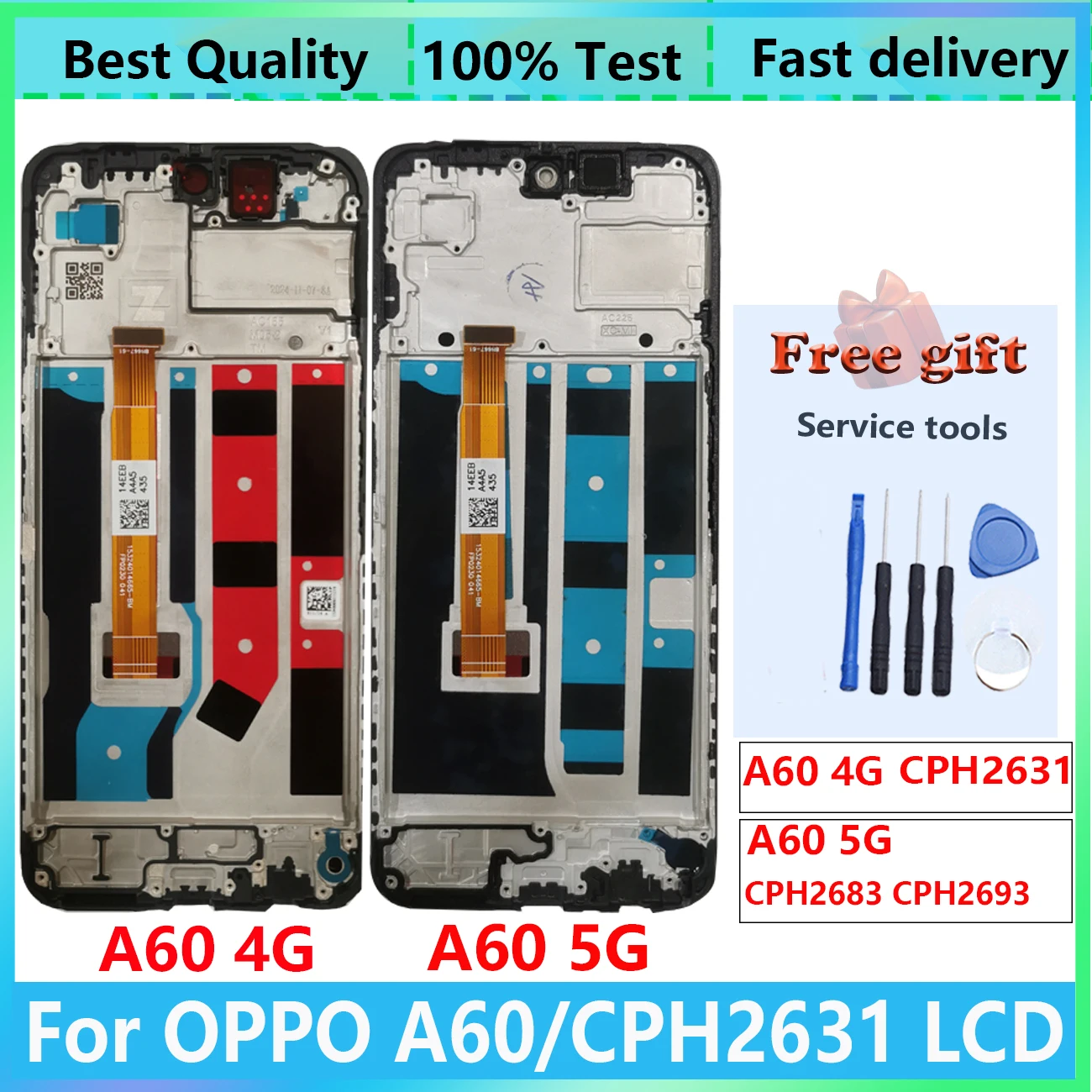 6.67“Lcds Display For Oppo A60 4G CPH2631 A60 5G CPH2683 CPH2693 LCD Touch Screen Digitizer Panel Assembly Replacement