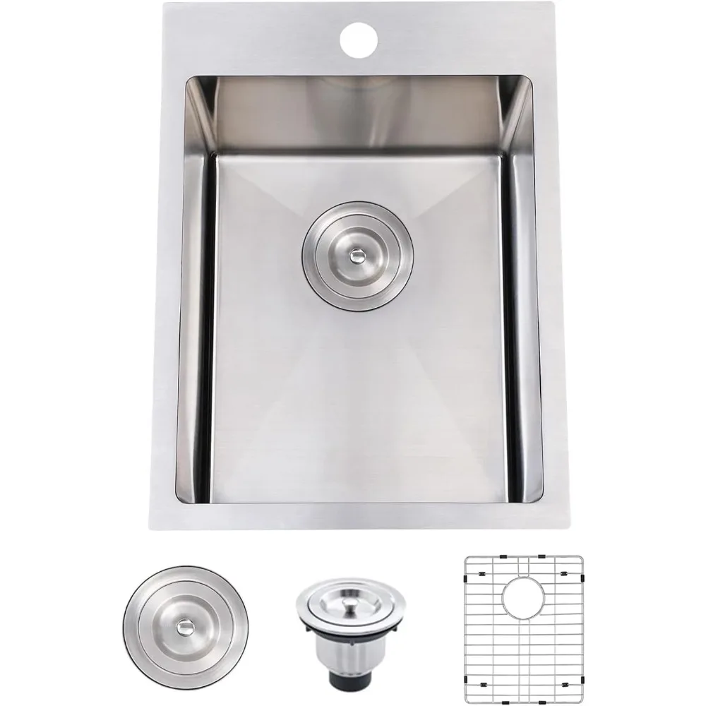 

Shaco 15x20 дюймов выпадающая барную раковину, небольшая кухонная мойка для автофургона, верхнее крепление из нержавеющей стали 304, ручная работа, мокрая prep с одним луком