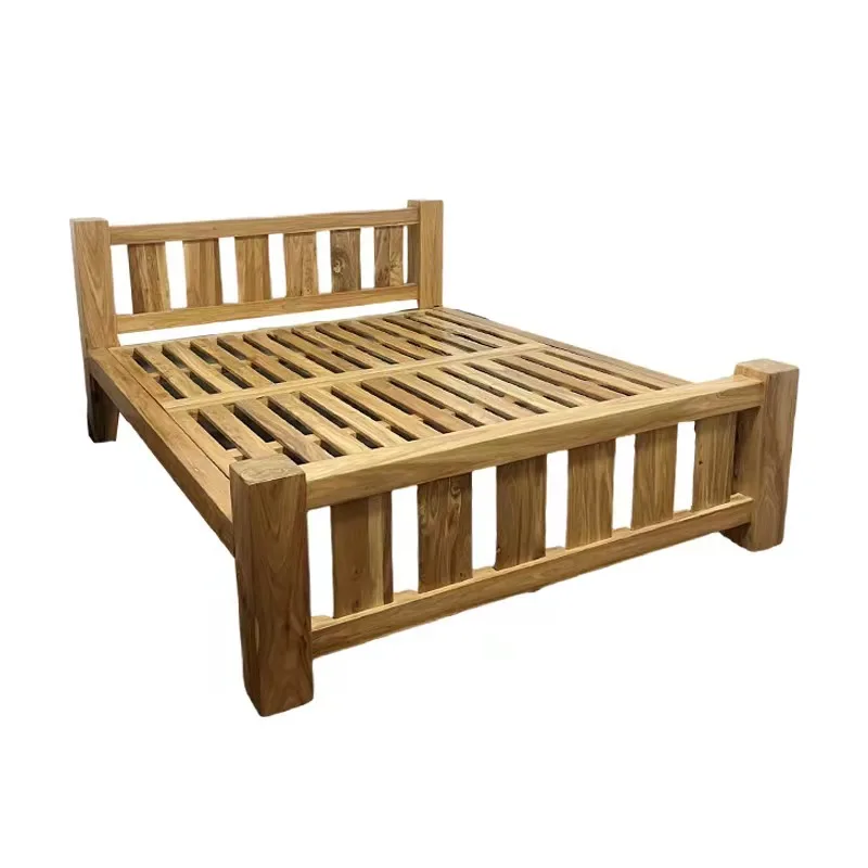 

Chinese style, old elm, double bed, household, tatami, full tenon and mortise, structure, master bedroom, vertical bar
