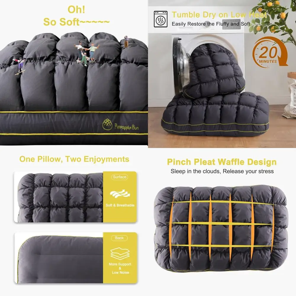 

Комплект из 2 подушек размера Queen, ультрамягкий наполнитель из высококачественного искусственного пуха, роскошные подушки гостиничного качества для сна на боку (серый)