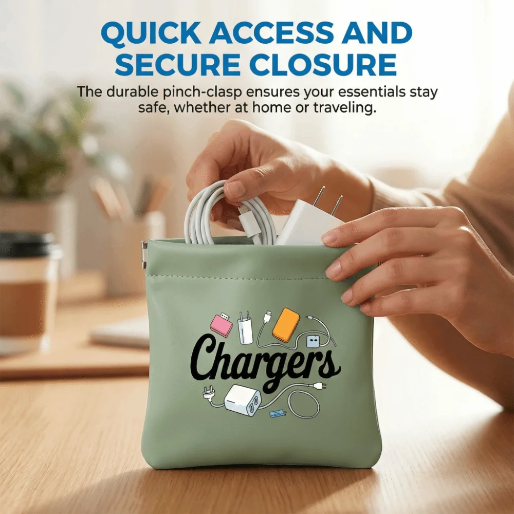Waterproof Dust-proof Charger Storage Bag Self-closing Spring Durable Cable Storage Bag Multi-functional Small Item Bag Travel