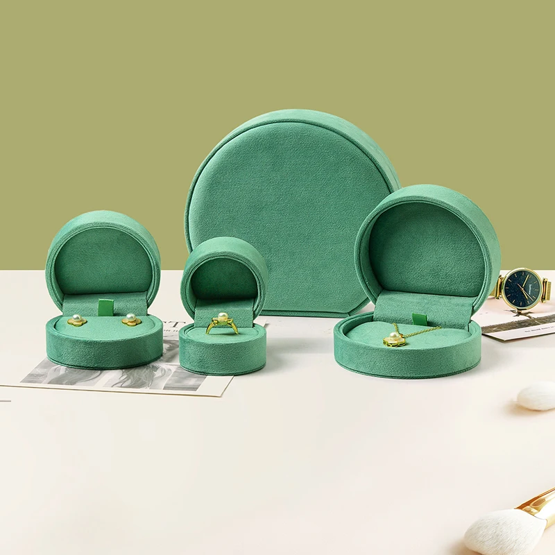 

Velvet round jewelry box jewelry storage box ring stud necklace pendant bracelet display box