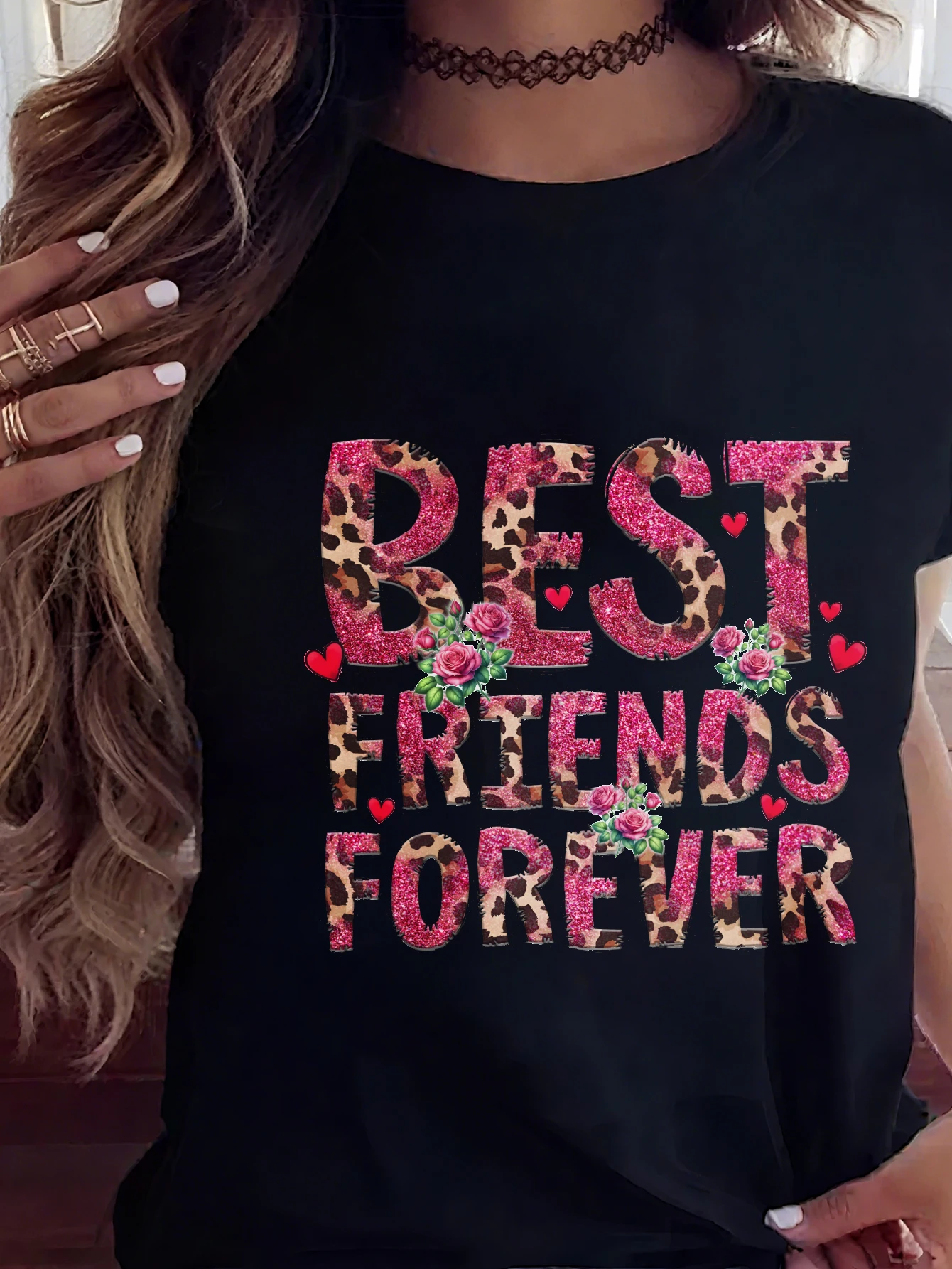

Friendship Sublimation Bundle Women’s Loose Fit Round Neck T-shirt Comfortable Christmas Design Multi-Colored Style