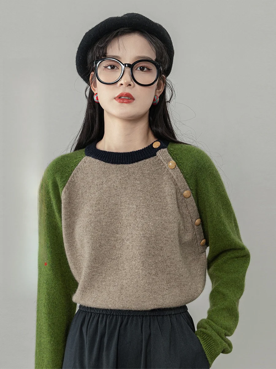 

Women's round Ne Sweater Spring 2025 Loose Fit Versatile Slimming Design Sensation Casual Faion Comfortable Knitwear