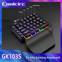 Teclado mecánico para juegos de una sola mano de 35 teclas: retroiluminación RGB con cable USB, diseño ergonómico y portátil ultradelgado para computadora portátil/PC