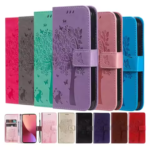 3D Tree Leather Wallet Case For Samsung Galaxy A10 A10S A11 A12 A13 A14 A15 A16 A20E A20S A20 A30 A22 A23 A24 A25 A26 Back Phone