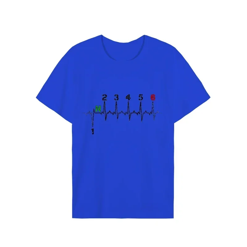 2026 New Men Brand T-shirts Motorcycle Gear Shift 1n23456 Heartbeat Ekg Pulse Print T Shirt Men Teeshirt Tshirt Short Sleeve Y2K