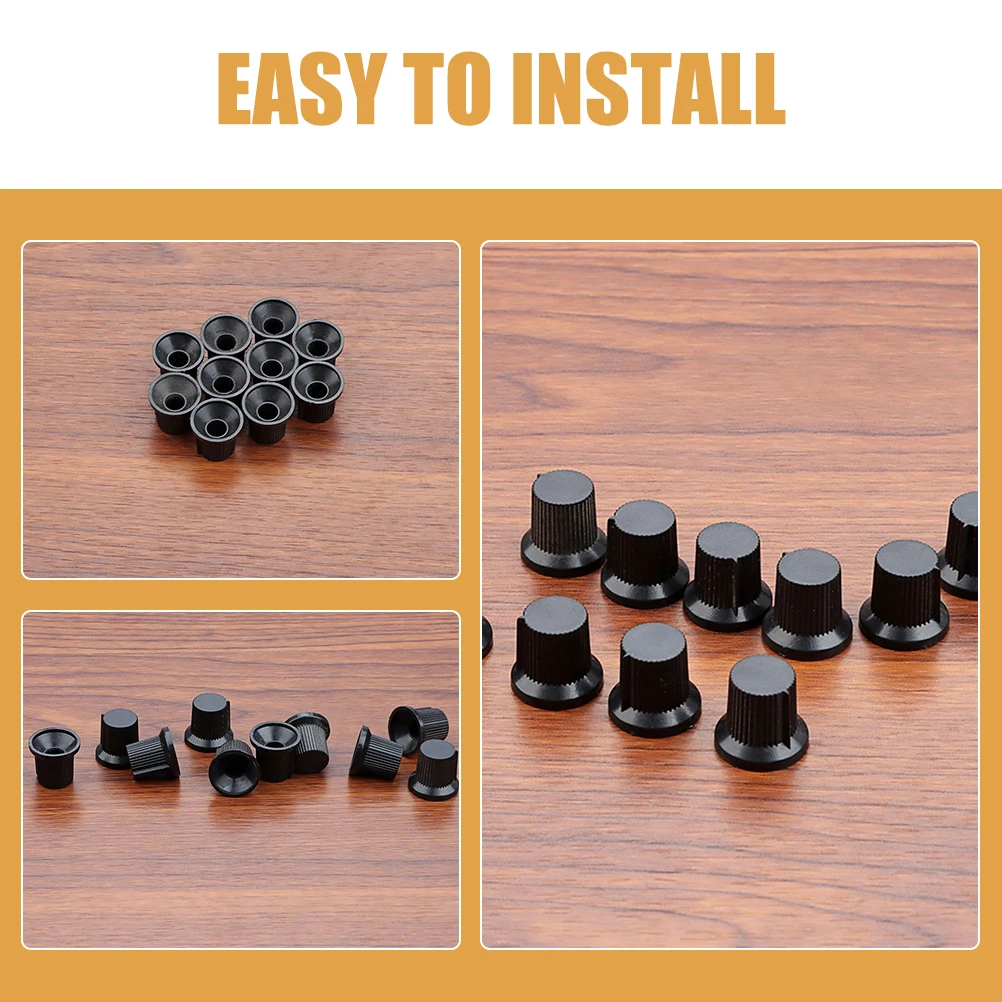 

10pcs Black Plastic Potentiometer Knob Volume Control Rotary For Guitar Amplifier Sound Equipment Accessories Durable