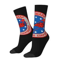 Red Dwarf Crew Patch Men's Socks Vintage Harajuku Red Dwarf Street Style Novelty Pattern Crew Sock