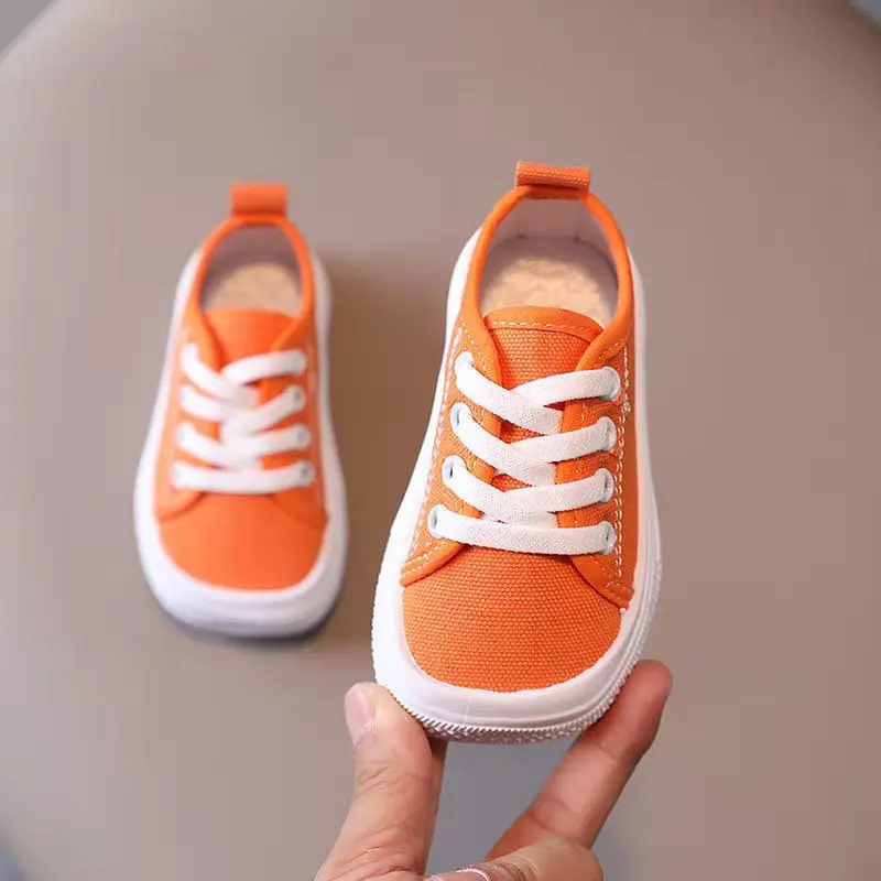 Girls Shoes Fashion Leisure Shoe Children\'s Canvas Shoes Sneakers Kids Casual Sport Shoes for Kindergarten Black White Orange