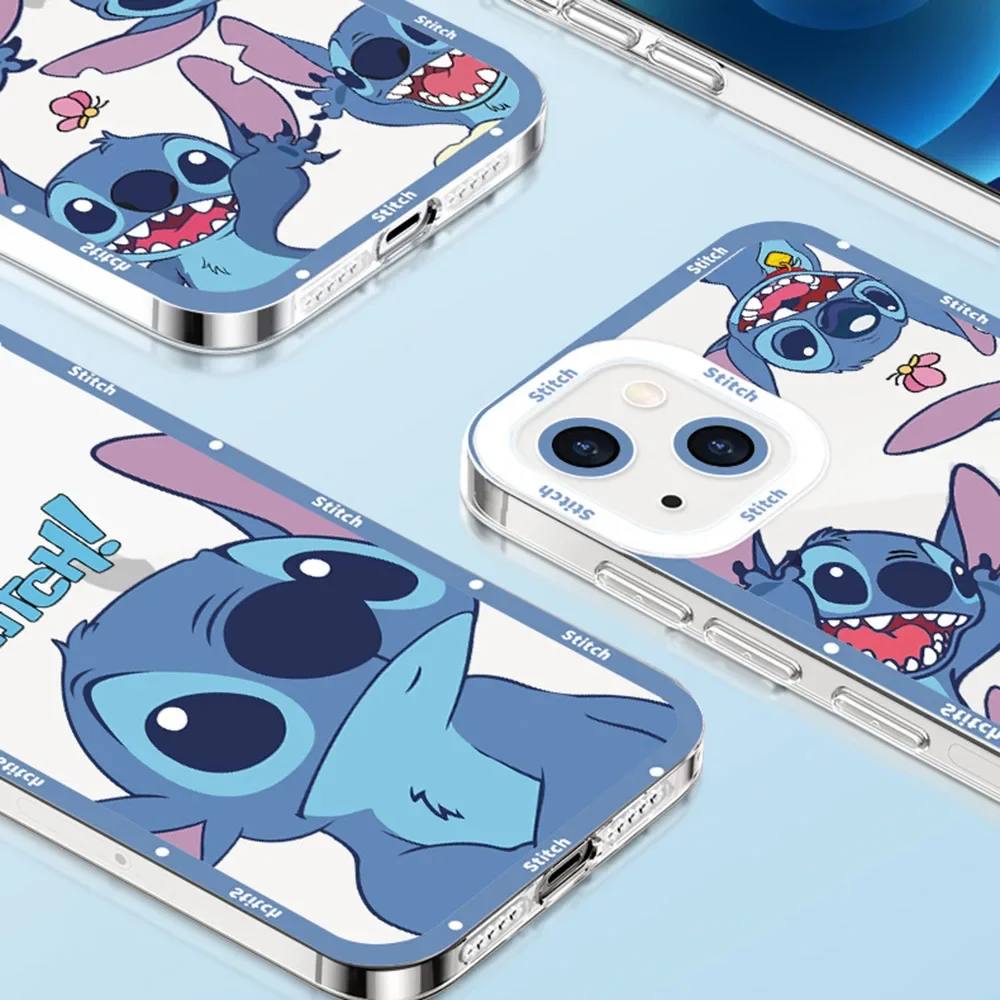 Kreskówka Lilo Stitch słodkie etui na telefon dla Iphone 14 15 12 13 Mini 11 Pro Max Xs XR 6 6s 7 8 Plus przezroczysta miękka obudowa Disney