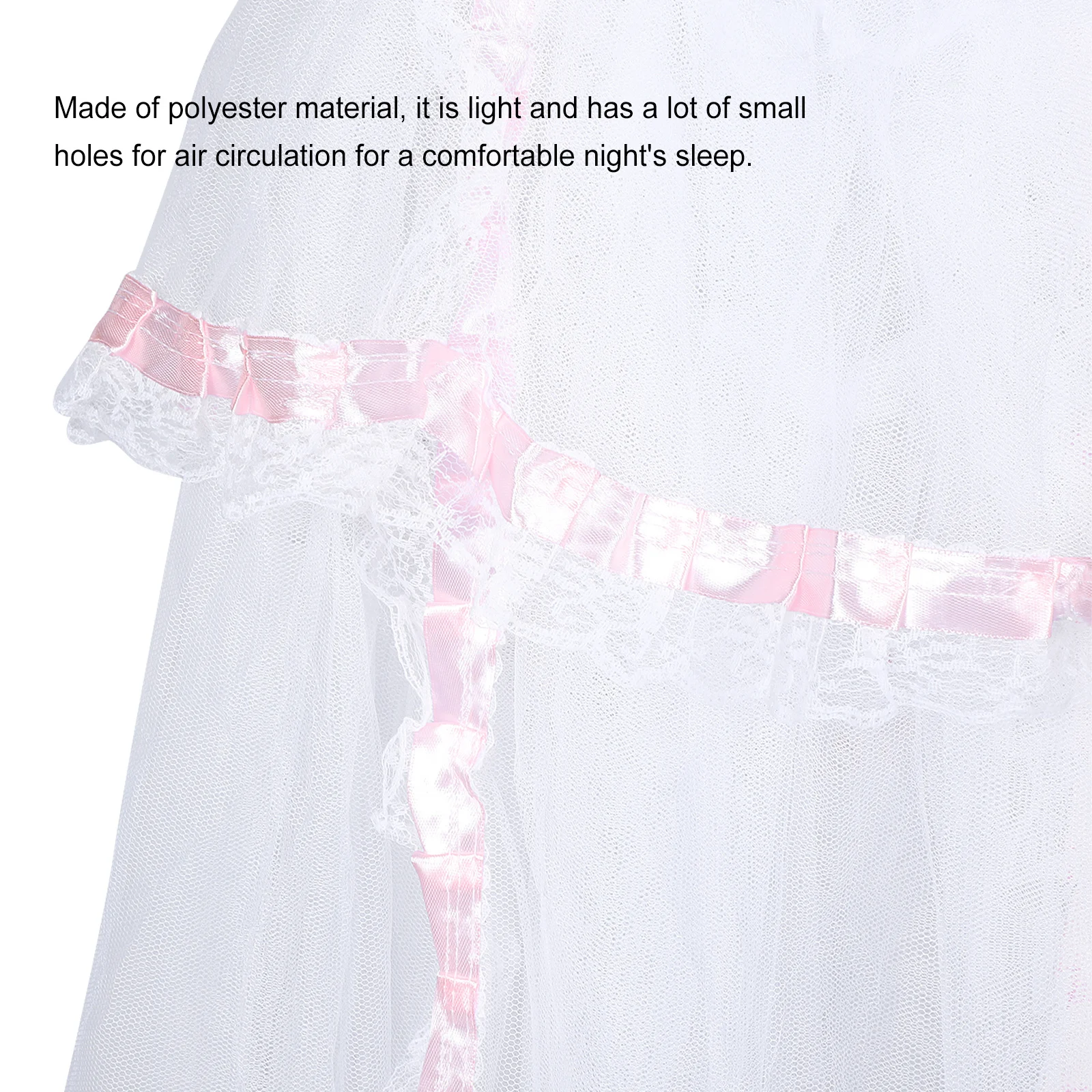 شبكة ناموسية لسرير الأطفال على طراز القصر بتصميم دائري من البوليستر الفاخر - خطافات سهلة التركيب لحماية الحشرات