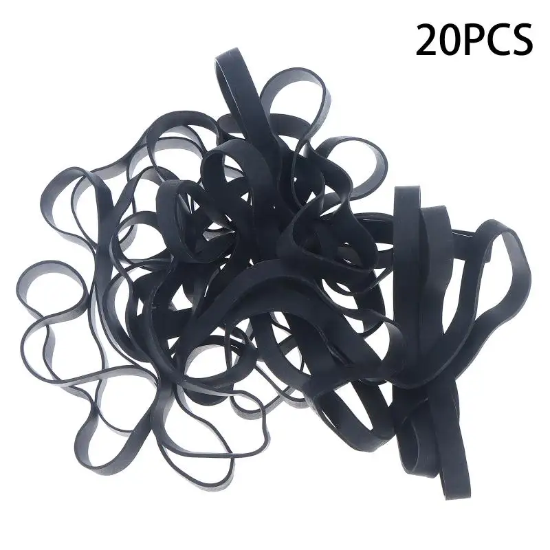 20pcs Black Rubber Bands Large Size Stretchable Elastic Rubber Ring For Office Stationery Package Supplies