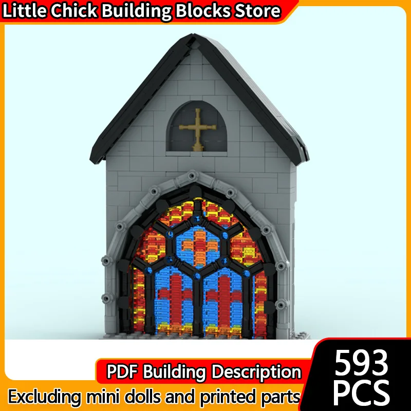 

Средневековый замок, модель MOC, строительные кирпичи, витражное окно, модульная технология, детские праздничные подарки, сборка игрушек, костюм