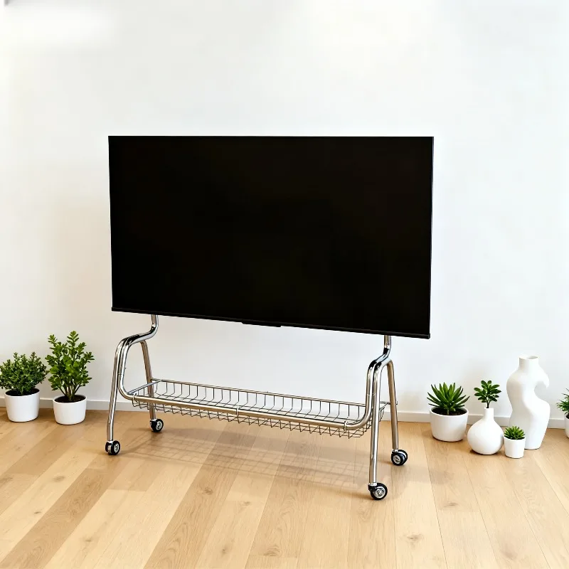 Home Nordic TV Stands Multifunctional Stainless Steel Rolling TV Stand with Storage for Various Spaces Living Room Furniture