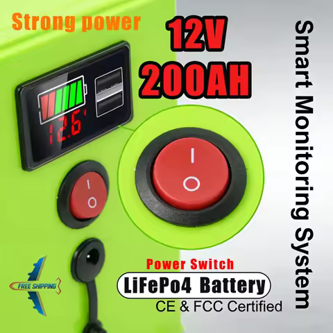 High-Cycle🥅Lithium Battery 12V 200Ah LiFePO4 Deep Cycle Battery Lron🥌 Phosphate Battery Ideal for Off-Grid Solar, Camping&amp;RV