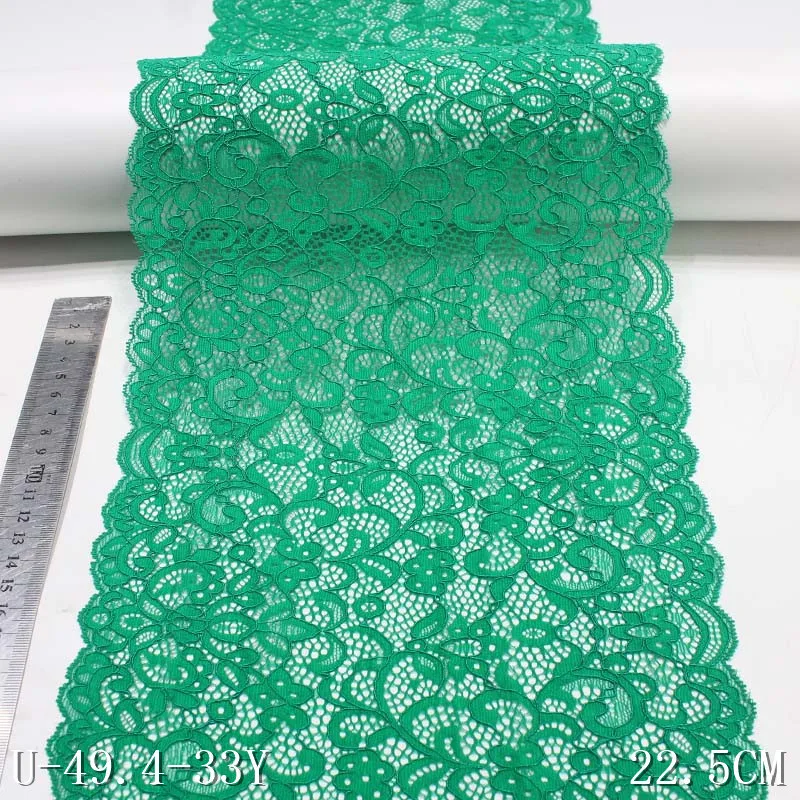 90Yards Elastic Lace Green Stretch Lace Trim Spandex Fabric Lace for Dress Bra Lingerie