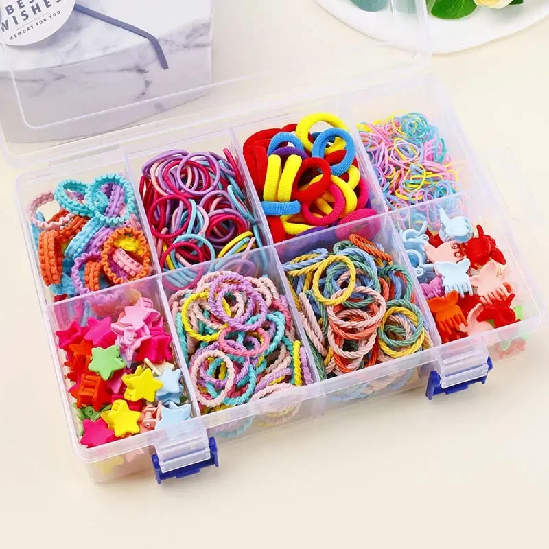 Oaoleer 780Pcs  Colorful Elastic Hair Bands Set Flower Hair Ring Hair Clip Baby Ponytail Holder Hair Claw Hair Accessorie Gifts