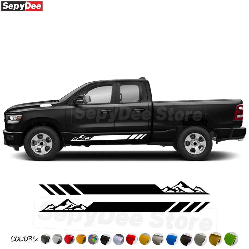 

2 шт. наклейка в боковую полоску автомобиля для Dodge Ram Pickup Truck Mountain графическая виниловая наклейка автомобильные аксессуары
