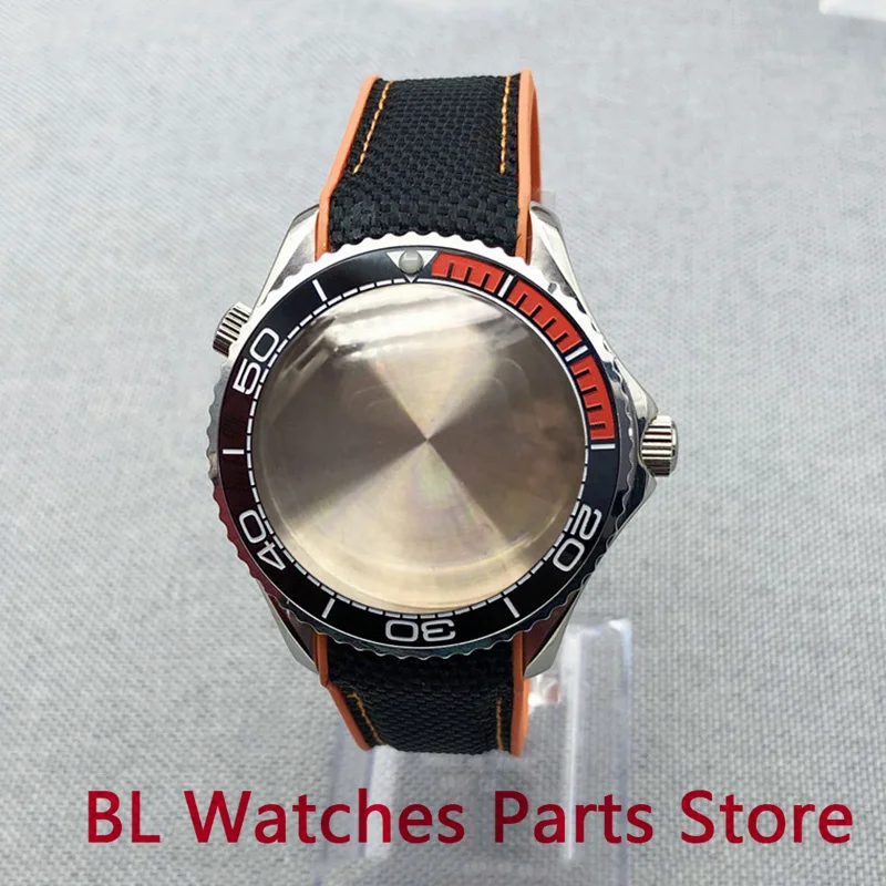 BL 41mm Watch Case Orange Rubber Strap Ceramic Bezel Fit NH34 NH35A Miyota 8215 Automatic Movement Sapphire Glass Waterproof