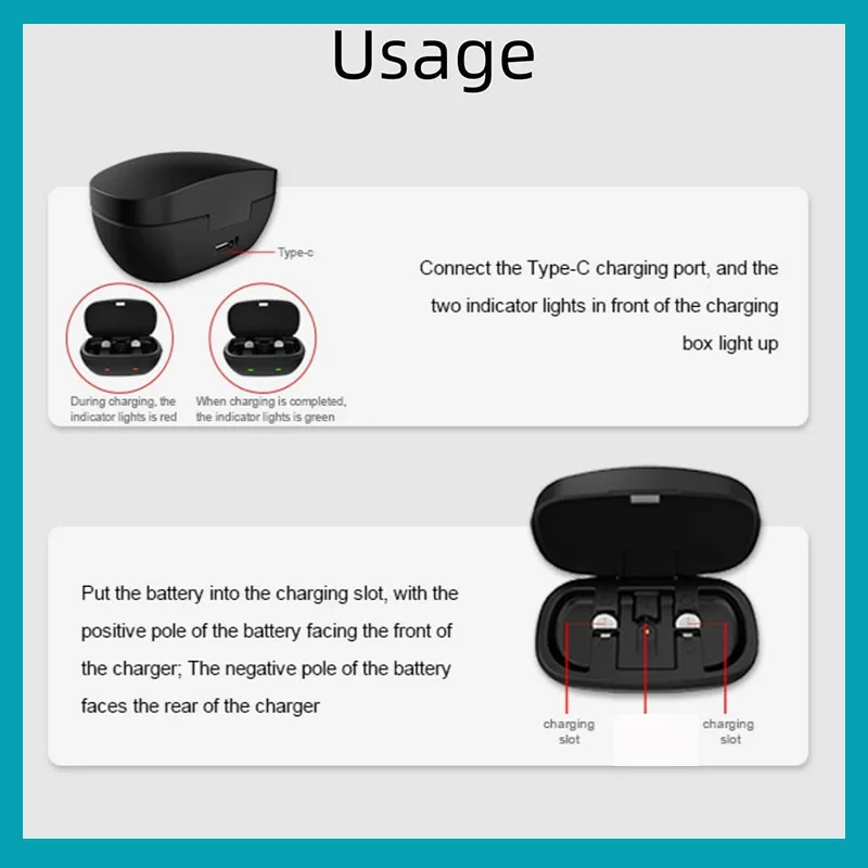 Hearing Aid Rechargeable Batteries A13 and USB Charger for BTE Hearing Aids Sound Amplifiers use Battery 312 or 675 size