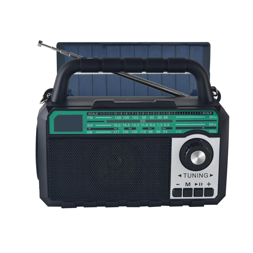 FP-289-S New Handheld Solar Radio Phone Stand USB Rechargeable Multi-band Radio with Solar Panel Bluetooth Playback