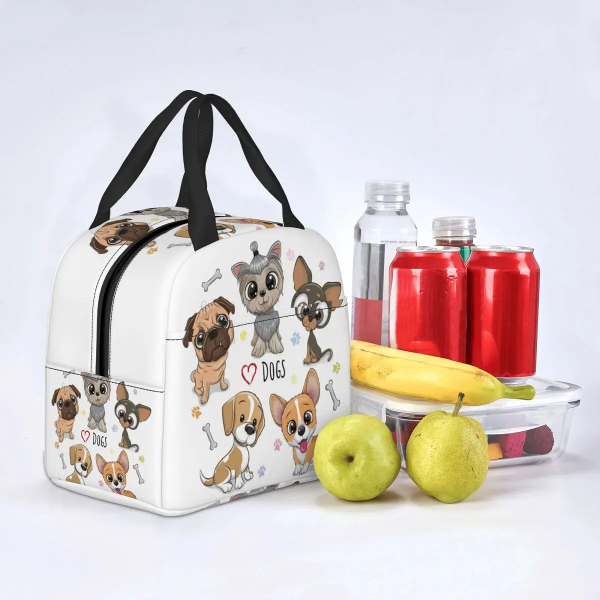 Cartoon Yorkshire Terrier Lunch Boxes for Women Cute Dogs Cooler Thermal Food Insulated Lunch Bag Kids School Children