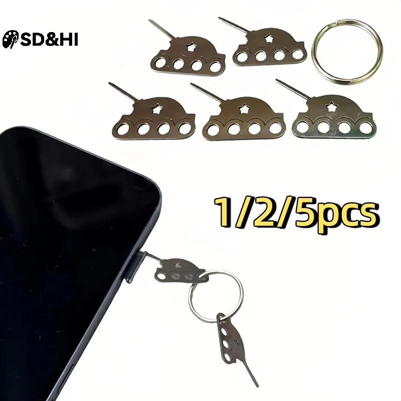 

5pcs Stainless Steel SIM Card Ejector Tool Universal SIM Card Pin Phone Card Remover Backpack Charm Bag Pendant, Small Gift