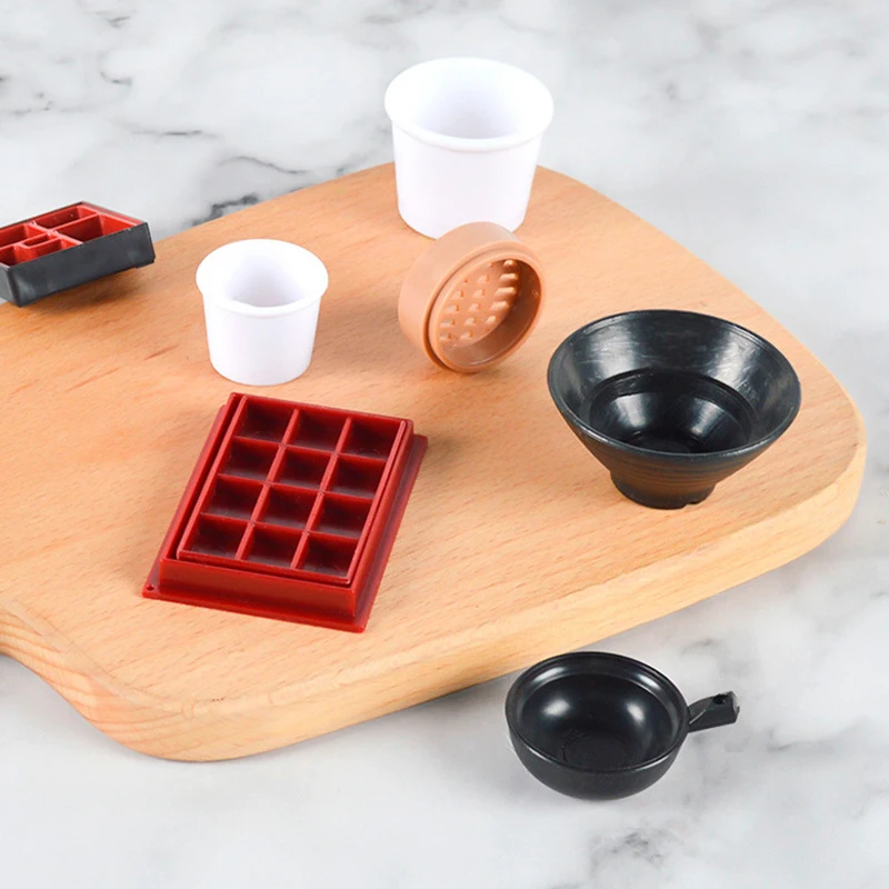 Dollhouse Kitchen Dinnerware Model Simulated Food Toys Bowl Plate Spoon Pot Playing House Miniature Cookware Doll Accessories