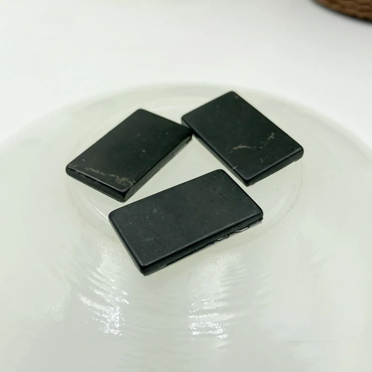 CHENYISHI Shungite Phone Stickers Natural Black Square Round Mini Shungite Plates Stones Enhances Energy Healing Crystals