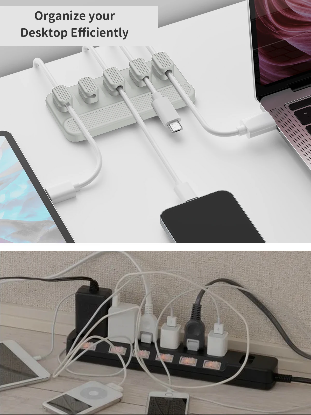 Magnetic Wire Organizer Desktop Cable Clip Protector Cable Row Plug Fixed  Solid Color Charging Line Holder Self-adhesive