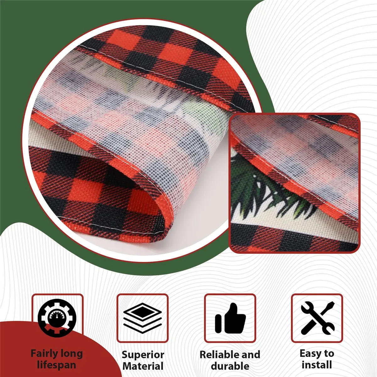 A79I الكتان الأحمر والأسود تحقق منقوشة عيد الميلاد الجدول عداء 72 بوصة طويلة الموسمية الشتاء عيد الميلاد الجدول الديكور #5