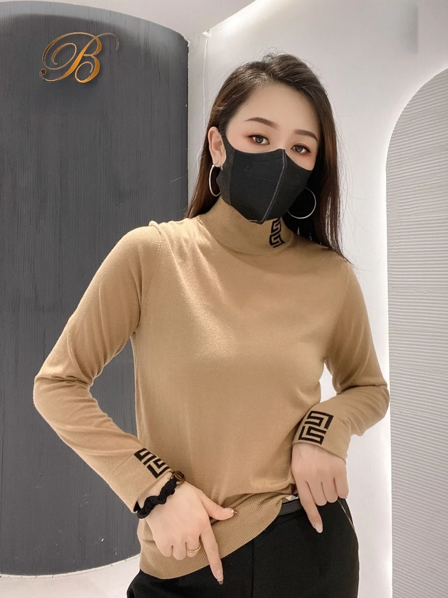 

Осенний модный женский вязаный свитер с высоким воротником и длинными рукавами в британском стиле, повседневный, качественный, для создания индивидуального образа