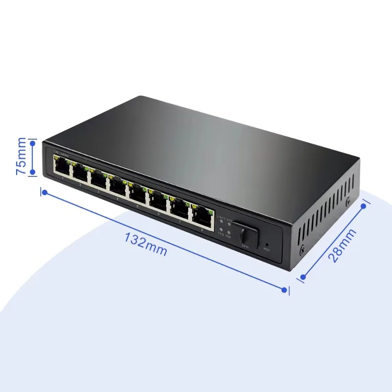 8-Port 10/100/1000/2.5G PoE Unmanaged Switch 120W + 10G SFP Uplink IEEE802.3af/at