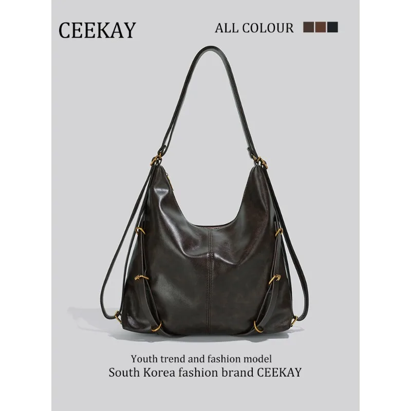 

Винтажная женская сумка-хобо CEEKAY | Ретро-сумка через плечо из кожи с многофункциональным дизайном и несколькими ремнями, универсальная модель для ношения на бедре.