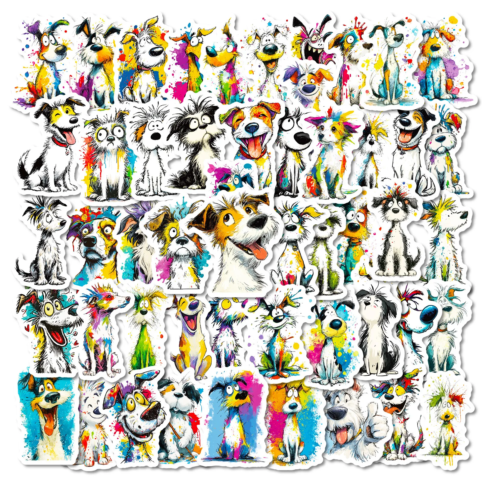 56PCS Creativity Animal Cartoon Stickers Cute Dog Hand Drawn Graffiti Decoration DIY Toys Laptop Guitar Bike Skateboard Decals