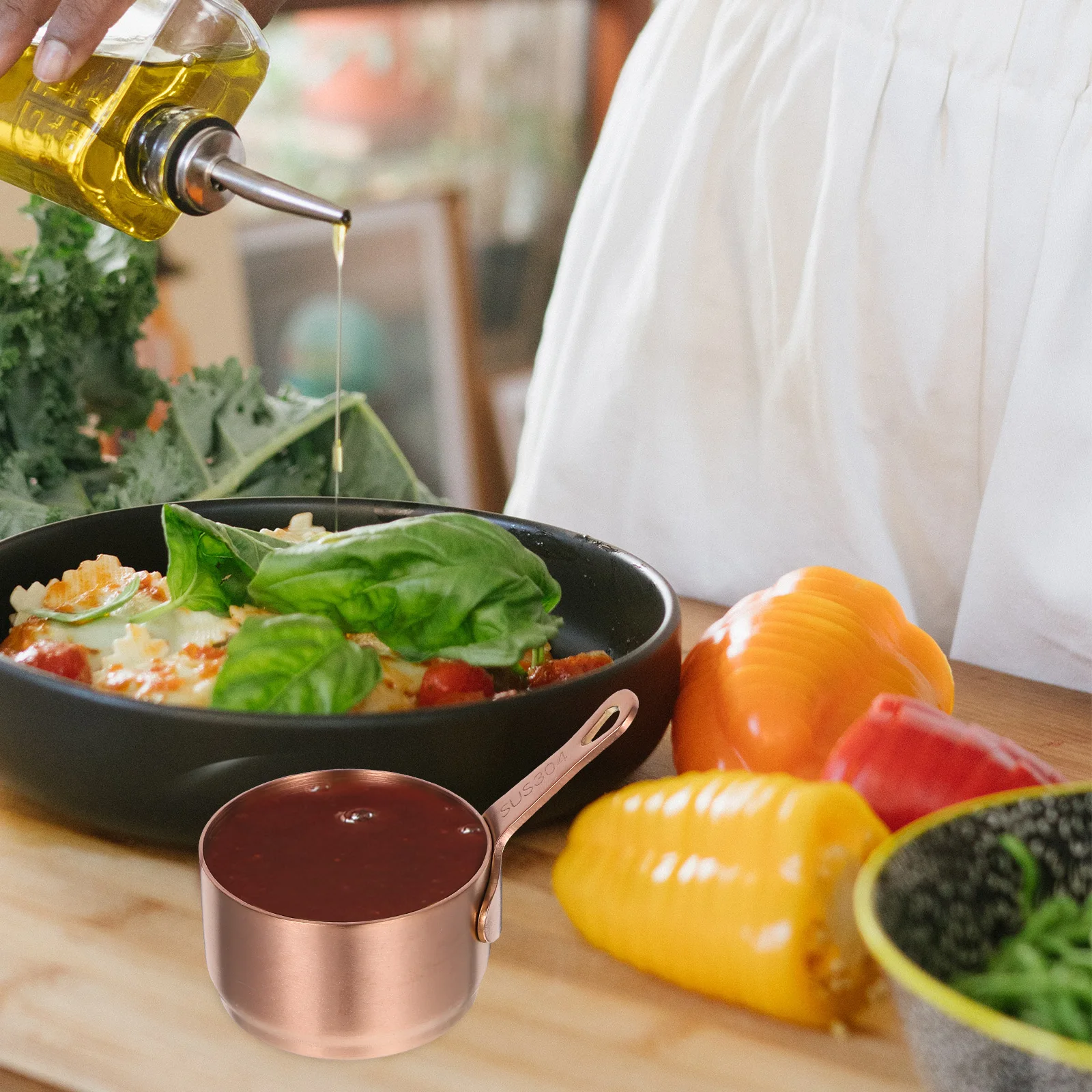 

2Pcs Stainless Steel Sauce Pan Polished Smooth High Temperature Resistant Mini Saucepan for Kitchen Bar Teppanyaki Cooking