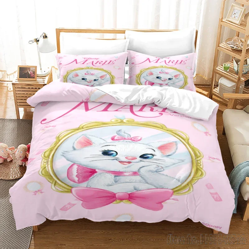 Kawaii Marie Cat Cartoon Duvet Cover Set HD Comforter Cover for Kids Bedding Sets Bedclothes Bedroom Decor