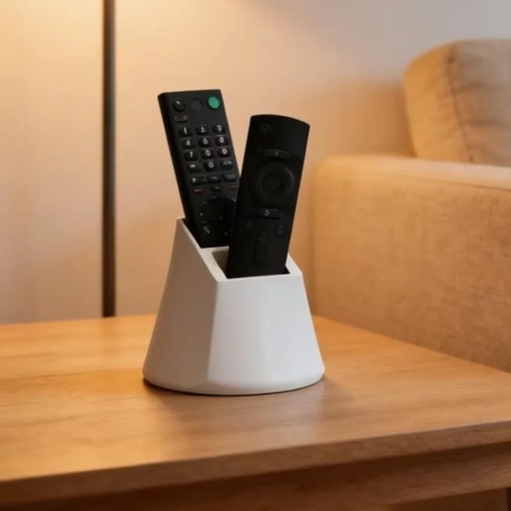 

2-Hole Remote Control Holder 3D Printed Save Space Desk Remote Stand Plastic Non-Slip Base Desktop Container Living Room