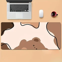 1pc Brown Cartoon Little Bear Mouse Pad Multi-Size Non-Slip Stitched Edge Computer Keyboard Decoration Desk Mat For Office&Gift