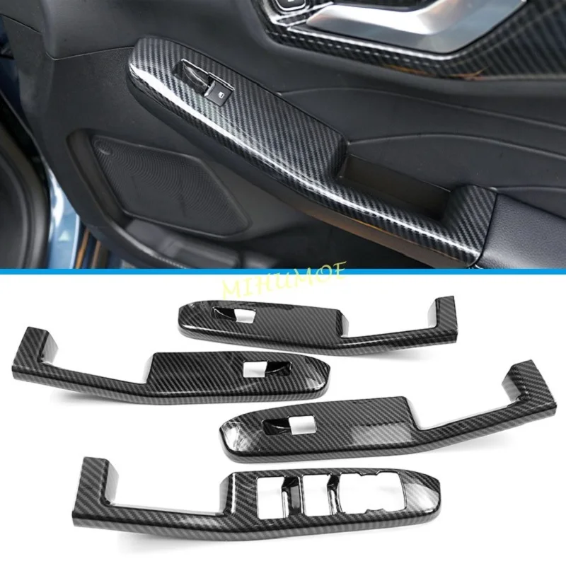 LHD Carbon Fiber Car Interior Window Switch Panel Trim Bezel Covers For Ford Escape Kuga 2020 2021 2022 2023 2024 2025