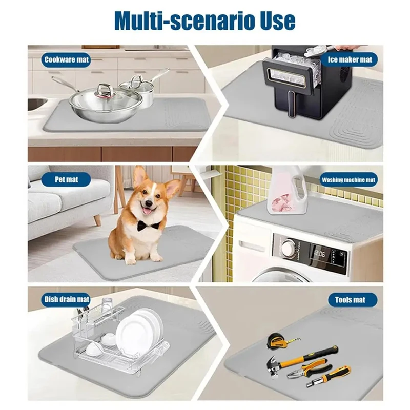 Силиконовый коврик для кофе Силиконовый противоскользящий коврик для кофеварки 23,6 х 15,7 дюймов дренажный термостойкий коврик для кофеварки