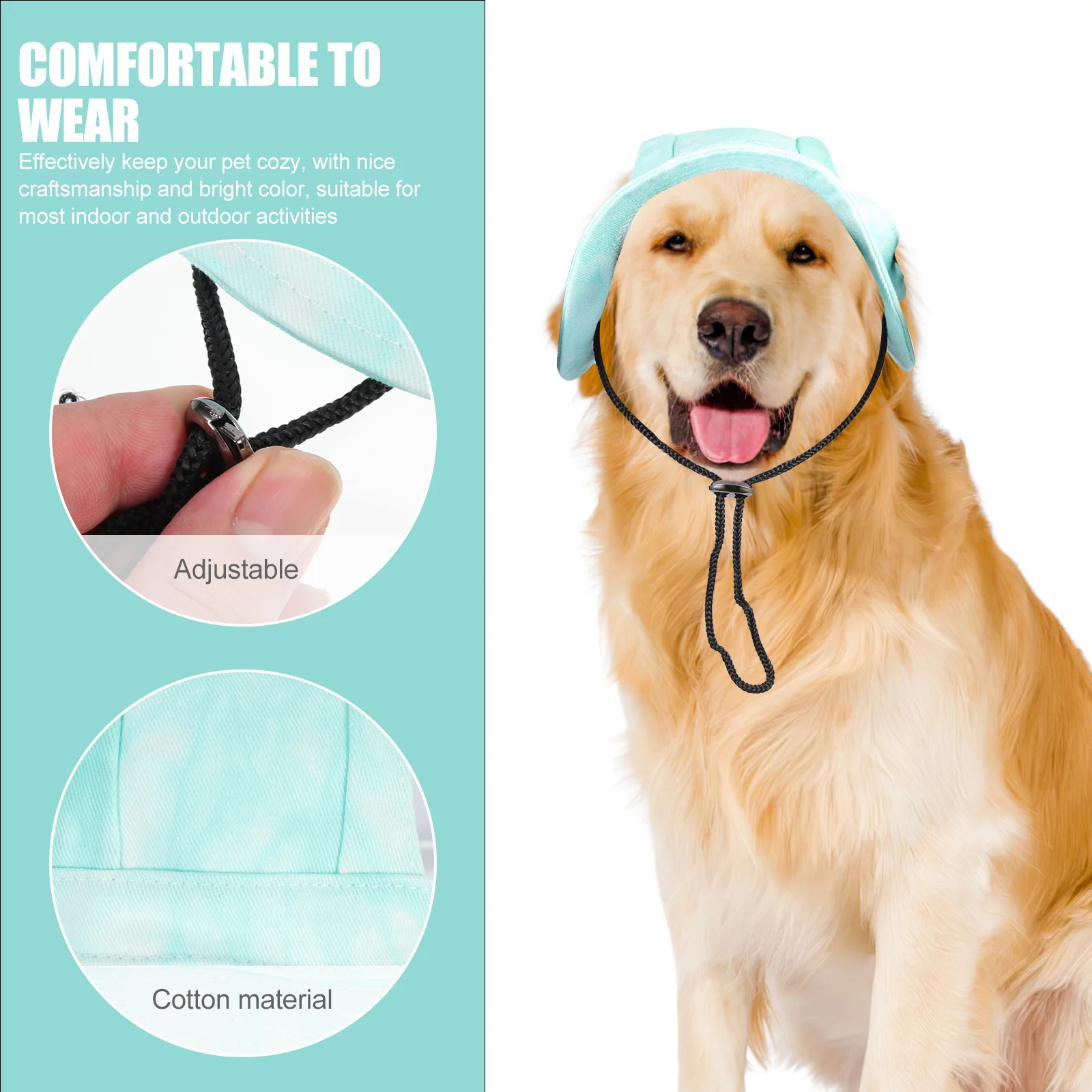 

Dog Sun Hats Breathable Cotton Pet Bucket Hat for Summer Uv Protection Fashionable Look for Small Pets Party Travel Use