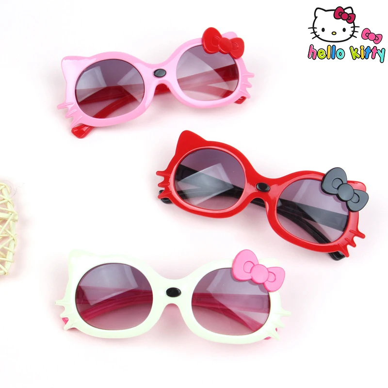 Cute Sanrio Hello Kitty Cartoon Sunglasses Kawaii Bow Party Fun Photography Glasses Props Outdoor Sports  Sunshade Mirror Gift