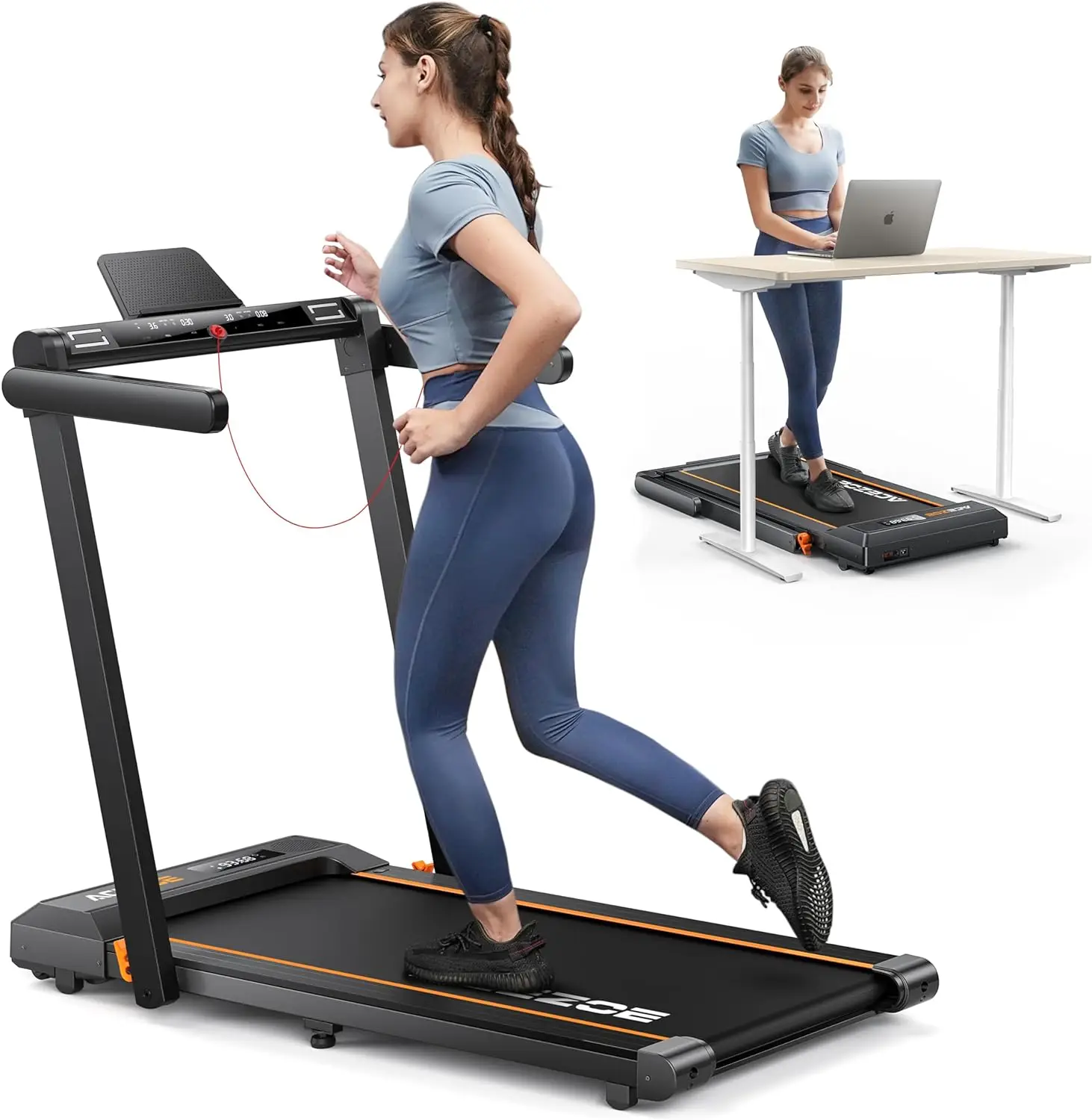 

2 in 1 Foldable Treadmill for Home, Under Desk Treadmill with 12 HIIT Modes, Workout APPs and Touch Screen, 2.5HP Walking Treadm