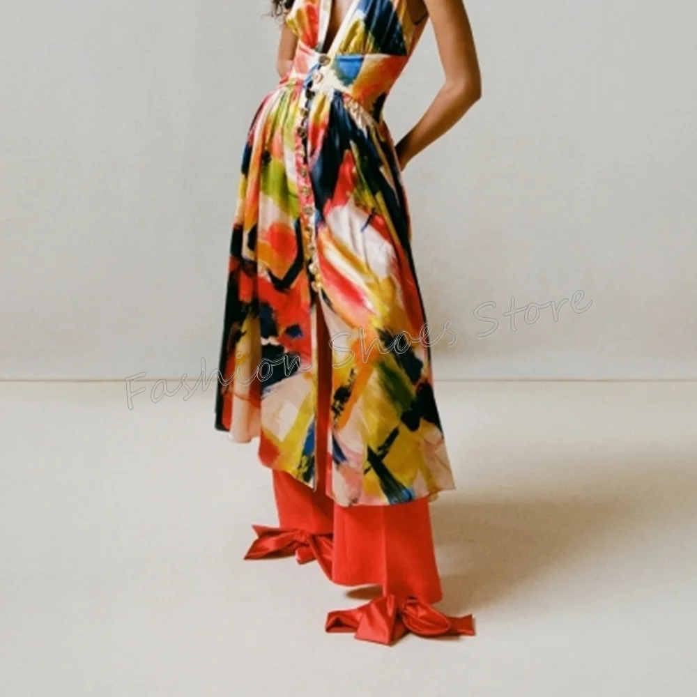 Red Pointed Toe Bow knot Decor Slippers Stilettos High Heels High Heel Shoes for Women Heels Party Shoes 2025 Zapatos Para Mujer